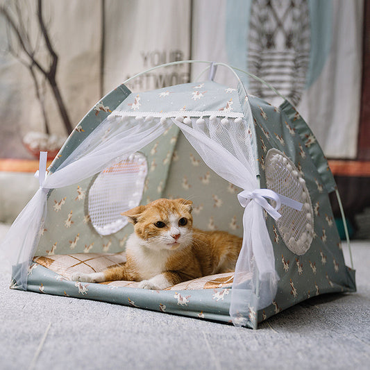 Semi-Enclosed Plush Pet Bed