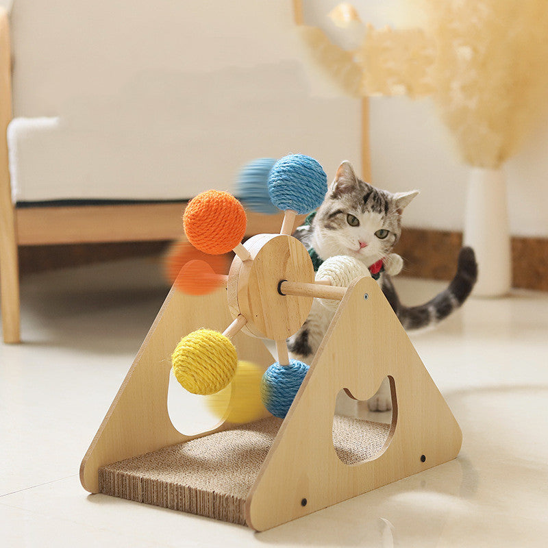 Solid Wood Rotary Cat Scratcher